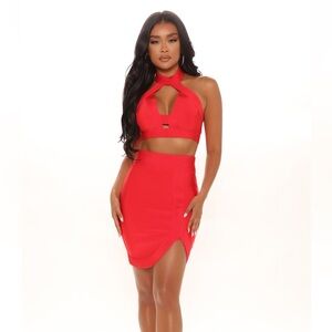 2 piece Red skirt set size L